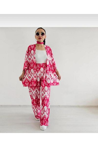 Markleydi Women's Relaxed Fit Kimono Bottom Long Top Summer Set