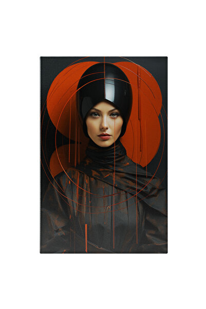 StoryGift Romania Tablou Canvas: Femeie Cu O Casca Neagra - Haine Patate Cu V...