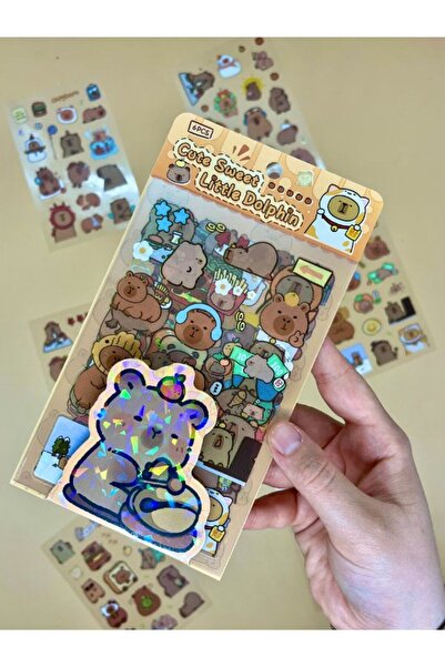Kağıt Gemi Dükkan Cute Sweet 6 Yaprak 122 Adet Capybara Sticker Set/Su Geçirmez/Etiket/Çıkartma/Kapibara