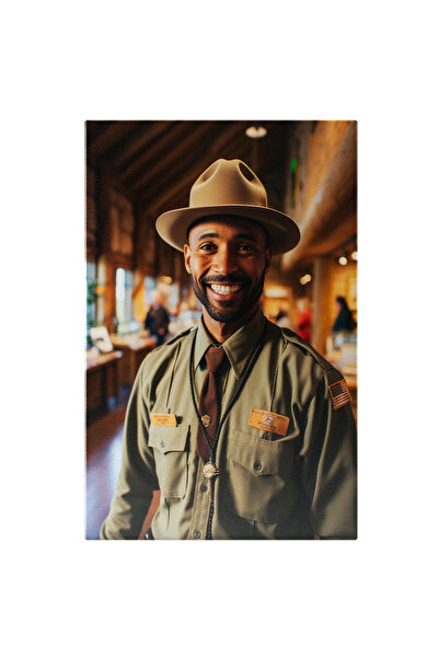 StoryGift Romania Tablou Canvas: Polițist Zâmbește La Cameră- Portret Pictura Digitala