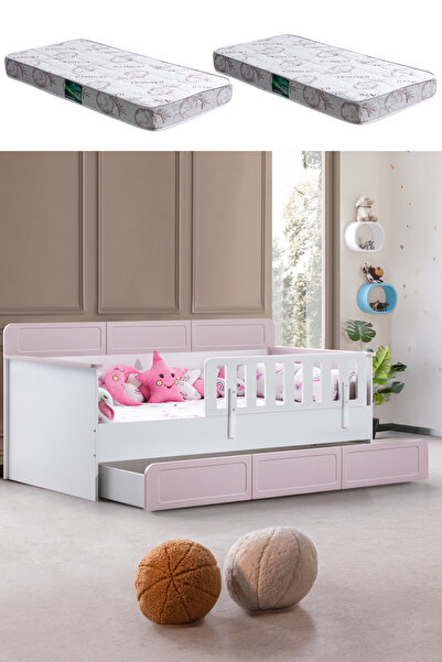 Setay Yavrulu Karyola, Mira Yavrulu Montessori Karyola - Pembe + 2 Adet Comfort Yatak