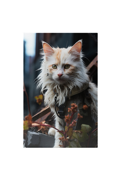 StoryGift Romania Tablou Canvas: Fotografie Cu O Pisica Alba - Privire Fixa B...