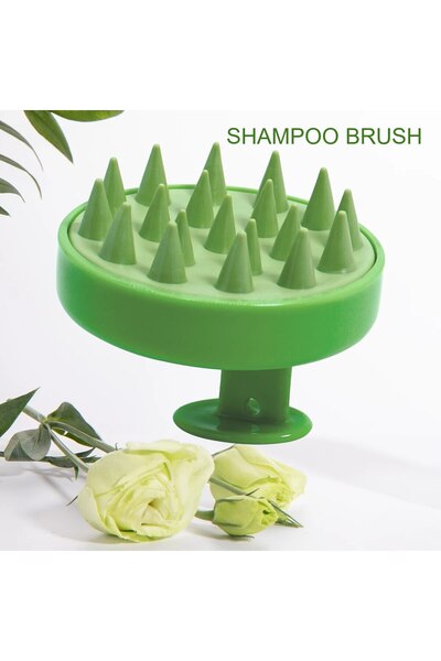 Choice1 267-فرشاة تدليك فروة الرأس والشعر من السيليكون باللون الأخضر، فرشاة ت...