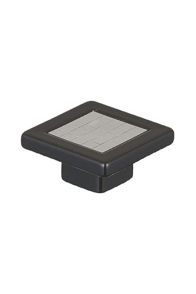 flores Buton pentru mobila patrat, cu model, X2-82, negru + crom