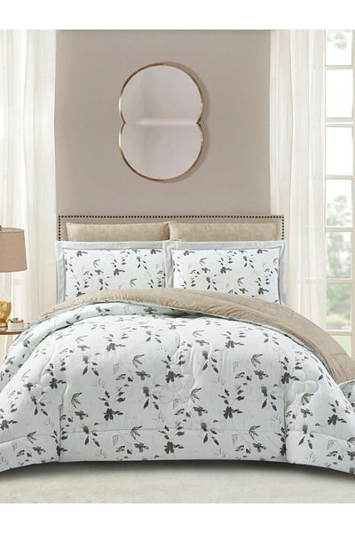 Donetella Comforter Set King Size, 6-Pcs, 260x240 cm, Printed, All Season, Microfiber, 350 GSM