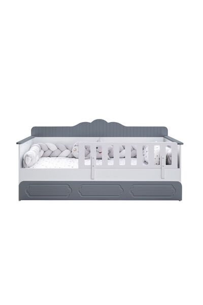 Setay Yavrulu Karyola, Flower Yavrulu Montessori Karyola - Gri + 2 Adet Comfort Yatak