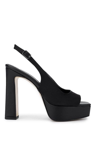 Tamer Tanca Women's Vegan Black Satin Heeled Shoes