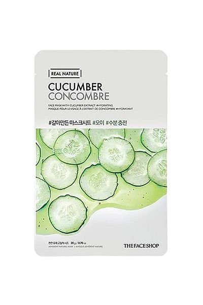 The Face Shop X5 Five Pieces of Natural Cucumber Face Mask