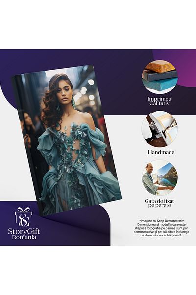 StoryGift Romania Tablou Canvas: Femeie Elegant Satena Frumoasa In Rochie De Gala - Fotografie Artistica Pictura