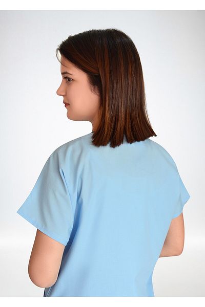 Nur Medikal Giyim Uniformă unisex de culoare albastru bebeluș Lycra Doctor Nurse Scrubs Single Top