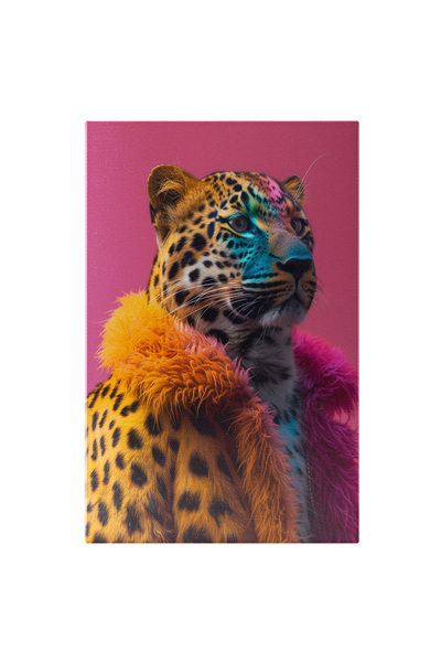 StoryGift Romania Tablou Canvas: Femelă Leopard Personificată Îmbrăcată În Bl...