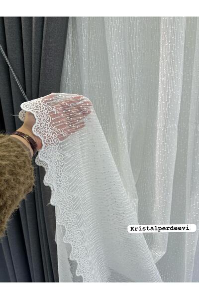 Beautiful KRİSTALPERDEEVİ TÜL PERDE NOKTALI 1/3 SIK PİLELİ BORU PİLE KIRIŞMAZ...