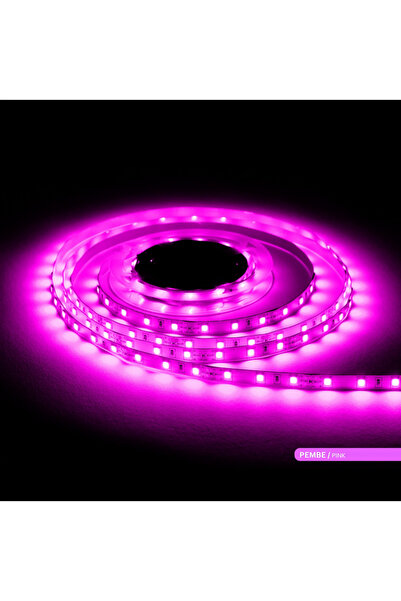 Ledarmy 5metre LED Şerit 5050 DC12V Pembe Renkli (60LED/M) IP20 Işık Aydınlatma Lambası Hortum Kendinden Yap