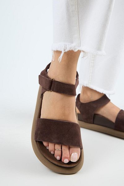 Manijero Bronx Women's Genuine Leather Scarf Velcro Light Brown Sandals
