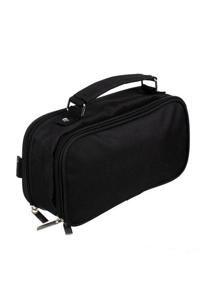 zola Black unequipped pencil case, 2 compartments, inner organizer flap, hanger, 23x7.5x11 cm
