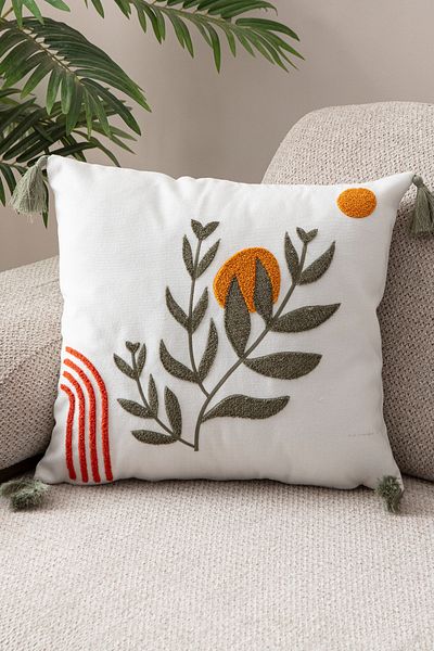 EVOTTO HOME COLLECTİON Comfort Punch Pattern Throw Pillow Cover Square Decorative Bohemian Embroidered Sofa Pillowcase Poncho 45X45