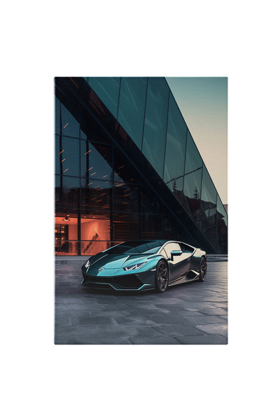 StoryGift Romania Tablou Canvas: Lamborghini In Fata Unei Cladiri - Prezentar...