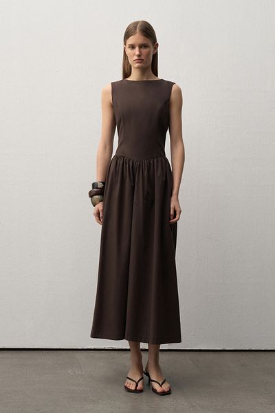 Mathilda By Çiğdem Bilici Women's Bitter Brown Diana Midi Dress