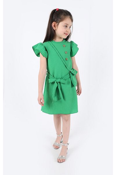 aden kids Girl's Green Dress and Bag Set for 6-7 Years Old 121cm Length