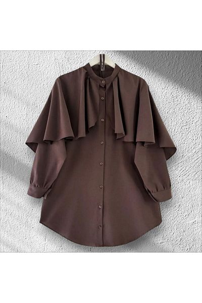 Butik Πουκάμισο από ποπλίνα με λεπτομέρεια γιακά και κάπα
