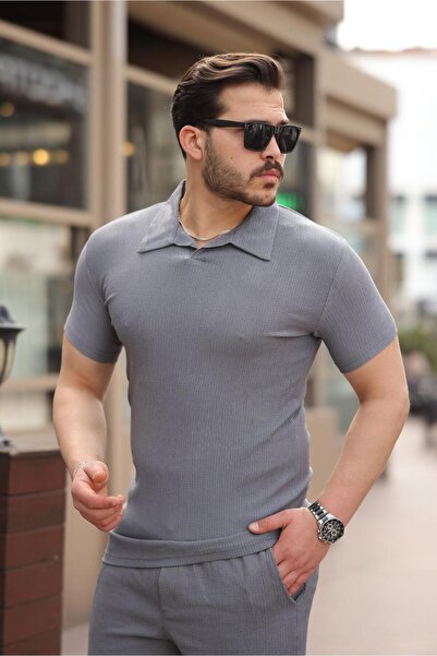 giyimadam16 Relaxed Fit Bürümcük Nurse Collar T-Shirt-Shorts Set