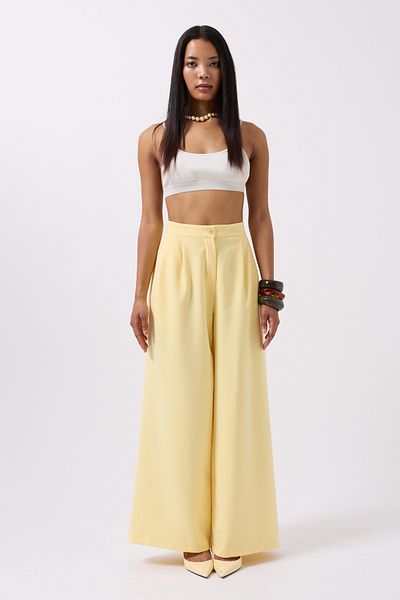 Black Fashion Casual High Waist Yellow Pants