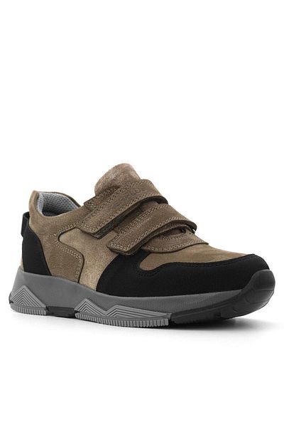 Rakerplus Genuine Leather Brown Black Kids Sneakers Sports Shoes