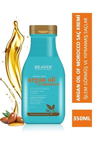 Beaver Argan Oil Saç Kremi 350ml | Hasarlı Saçlar Için Onarıcı Bakım, Ağırlık Yapmayan Formül