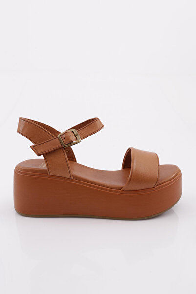 DGN Tan Genuine Leather Thick Sole Women's Sandals - 71133219
