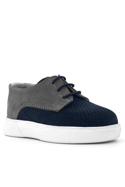 Rakerplus Genuine Leather Navy Blue Gray Elastic Boy's Casual Shoes