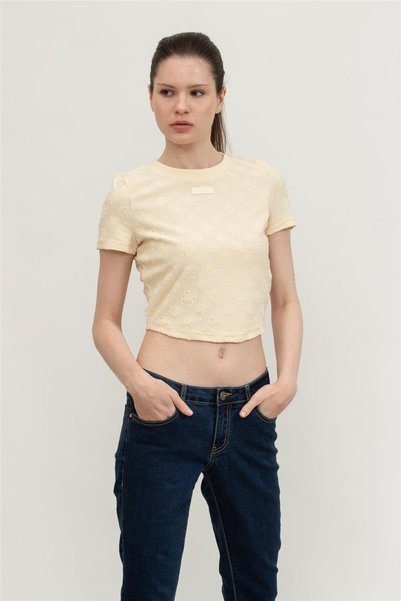 Guess PEONY JACQUARD KNIT TOP Kadın Çok Renkli T-shirt V5GP21KCT02-F27G