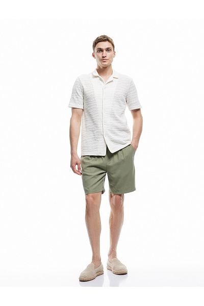 Koton Viscose Pocket Detailed Rayon Waist Lace up Bermuda Chino Summer Shorts