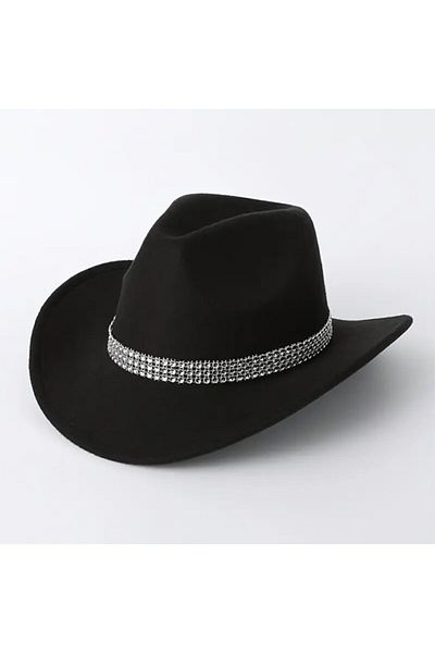 menz Women's Hat, Western Louis Model, Strapless, Black, Adjustable and Universal Size