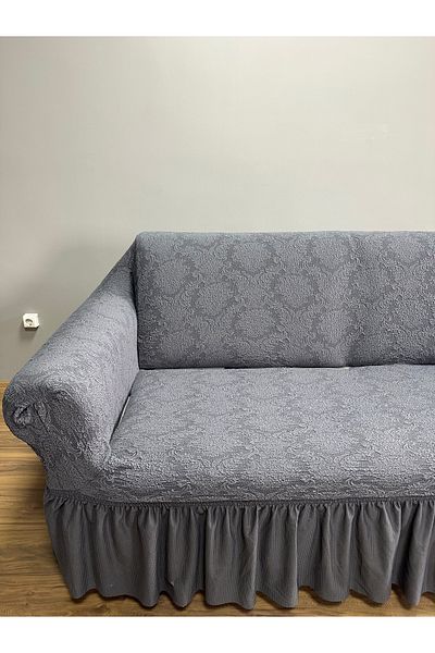 ARTUÇ Jacquard Ottoman Pattern 3 Seater Sofa Cover with Elastic Skirt Sofa Cover Flexible Fabric Stain Resistant