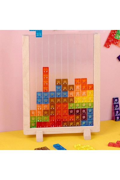 zola Wooden game, multicolor tetris puzzle, 42 elements, 24x18x2 cm