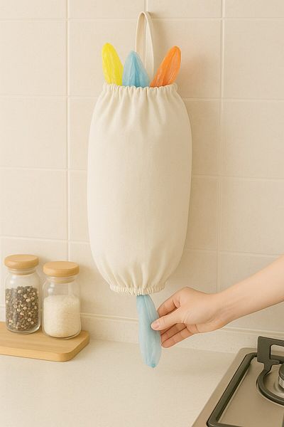 Emtory Home Linen Bag Holder - Plain Double Sided Elastic Practical Bag Holder -