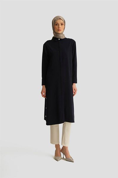 Armine Studded Detailed Tunic Dress 25Yh4406 Navy Blue
