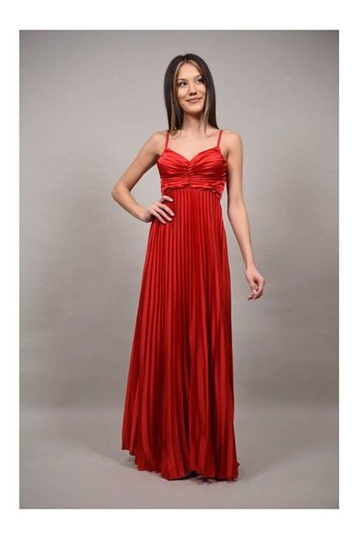 FASHIONLAND Long Occasion Dress Pleated Back Cut Out And Cups Rosina Neally Red One Waist