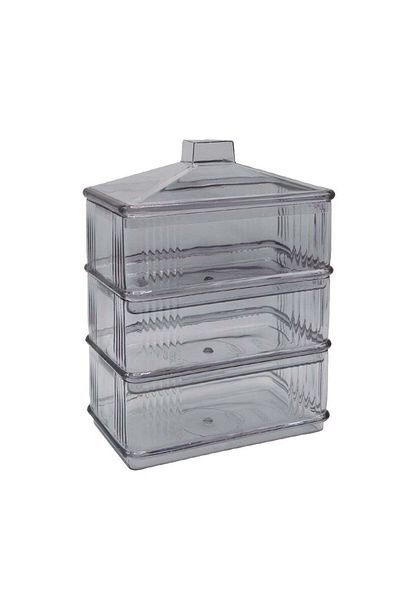 Generic 3-piece multi-use plastic food containers with lids