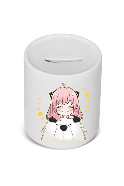 OEM Pușculiță albă personalizată, Spy X Family, anime Anya, INOVATIX®. 330 ml