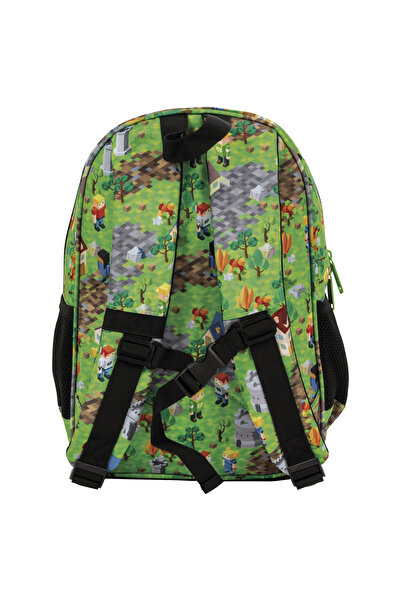 zola Preparatory schoolbag, lightweight, 2 compartments, reflective, Minecraft, 34x26x14 cm