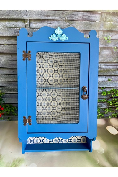 Bypinaryuksel Tek Kapaklı Tel Dolap ,Terek ,Fincan Rafı(mavi)