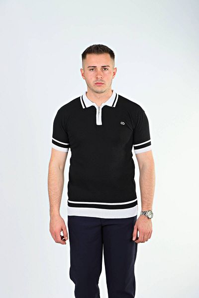 eg38 Κεντητό Πλεκτό T-Shirt Μαύρο
