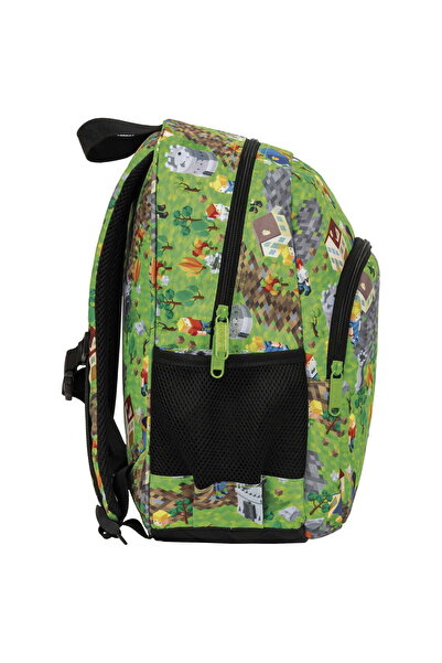 zola Preparatory schoolbag, lightweight, 2 compartments, reflective, Minecraft, 34x26x14 cm