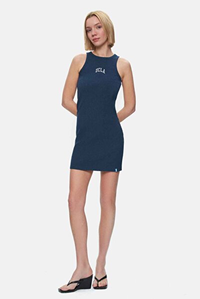 UCLA Bronwen Navy Blue Embroidered Strap Standard Fit Women's Dress