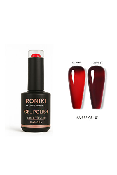 RONIKI Kalıcı Oje Amber Gel 01 | Kırmızı Vitray 10ml