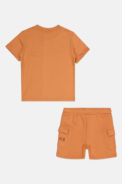 Nicce Toddlers Boy 2 Pieces Brand Logo T-shirt And Short Set, Orange