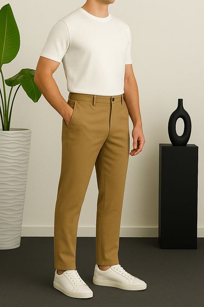 Ser Joven Ανδρικό παντελόνι από ύφασμα Camel Slim Fit