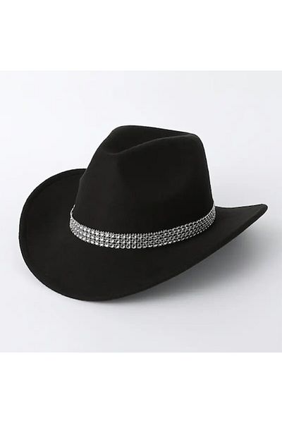 menz Women's Hat, Western Louis Model, Strapless, Black, Adjustable and Universal Size