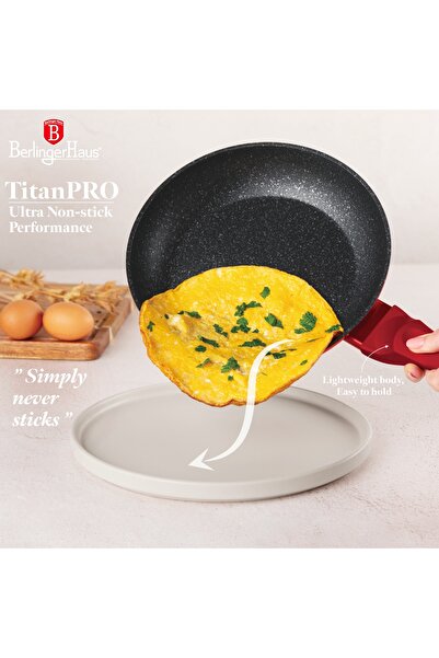 Berlinger 16 Pcs Marble Cookware Pot Pan Set Induction Gas Electric Ceramic Burgundy Metallic Line